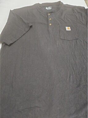 Carhartt 2XL Black Pocket Heavyweight Short Sleeve Henley Shirt Cotton Loose Fit